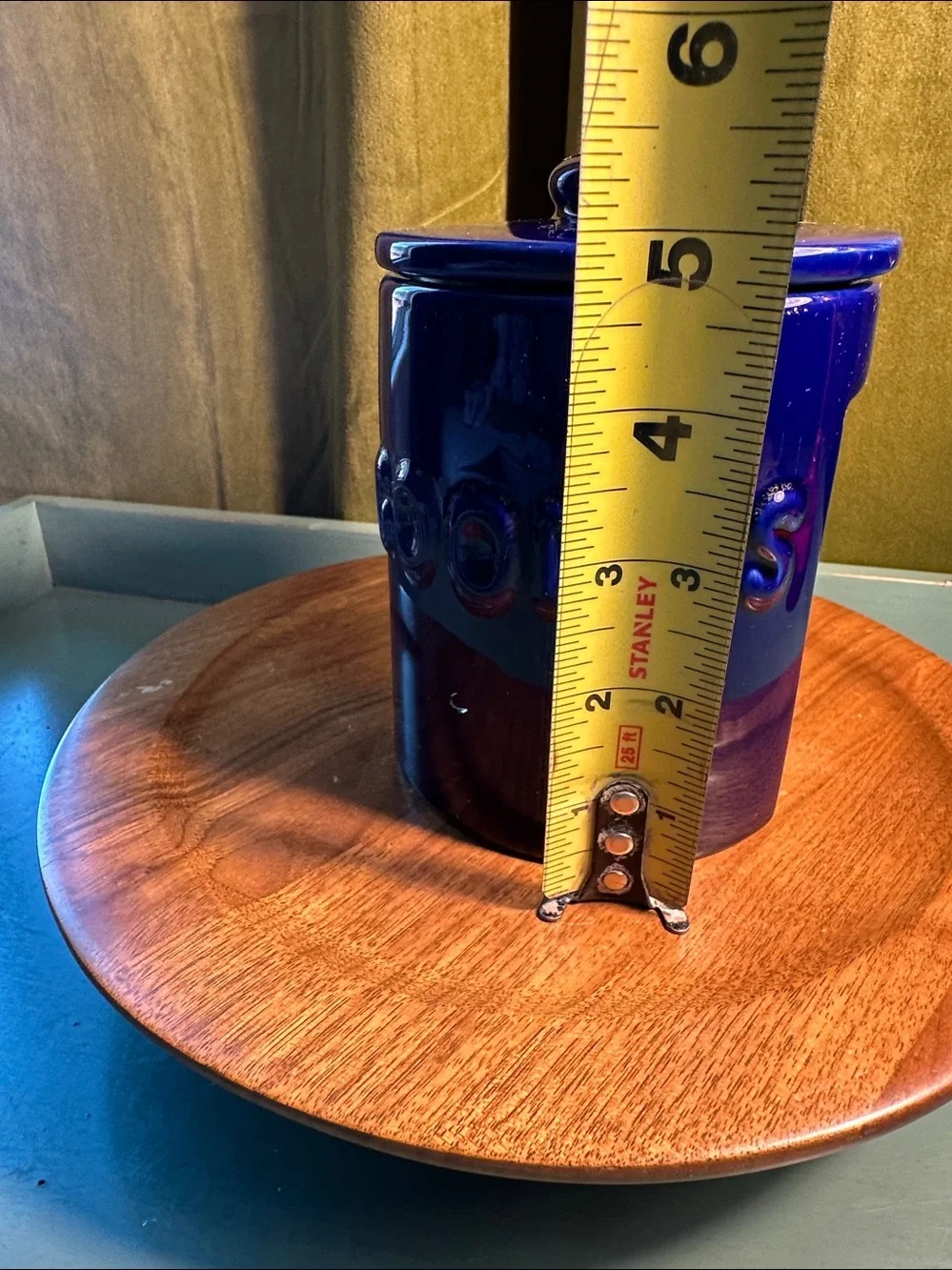 Cobalt blue goodies jar with lid rubber band complete